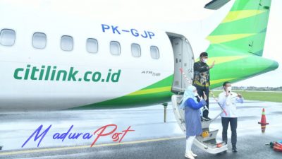 Bupati Sumenep Coba Penerbangan Pertama Maskapai Citilink Rute Sumenep-Surabaya