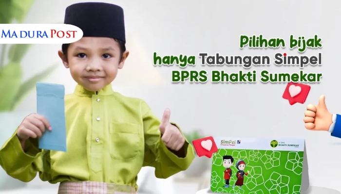 PAMFLET. Potret Tabungan SimPel, produk milik BPRS Bhakti Sumekar yang mangajak para orang tua untuk mengelola THR anak-anak secara bijak. (Istimewa for MaduraPost)