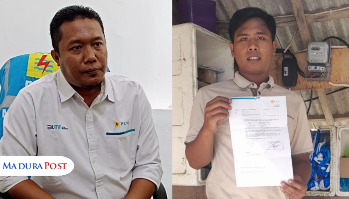 KOLASE. Potret Jailani (kiri), dan Pangky Yonkynata Ardiyansyah (kanan), dalam pusaran polemik kWh bermasalah di tambak. (M.Hendra.E/MaduraPost)