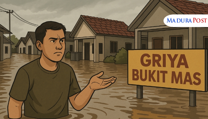 ILUSTRASI. Seorang warga mempertanyakan saluran drainase Perumahan Griya Bukit Mas, Sumenep, yang diduga tak jelas. (Istimewa for MaduraPost)