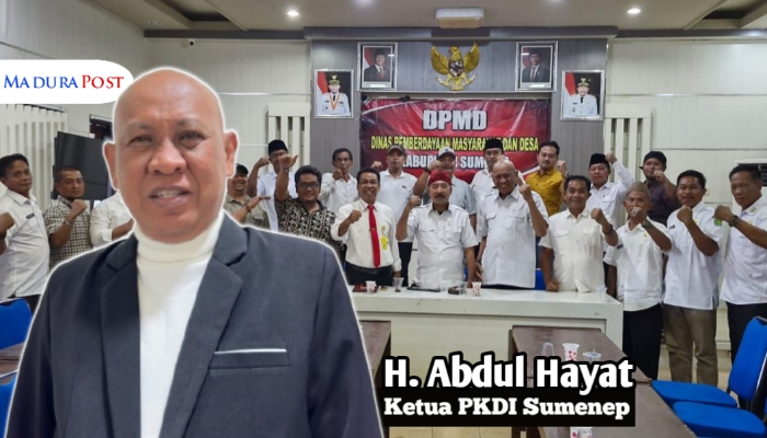 KOLASE. Ketua PKDI Sumenep, H. Obet menyampaikan komitmennya membangun solidaritas antar kepala desa demi kesejahteraan masyarakat. (M.Hendra.E/MaduraPost)