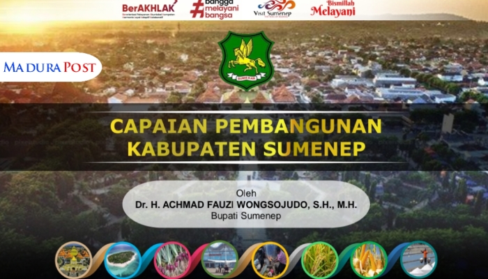 PAMFLET. Paparan capaian pembangunan Kabupaten Sumenep, menyoroti kemajuan di berbagai sektor strategis sepanjang tahun 2024. (istimewa for MaduraPost)