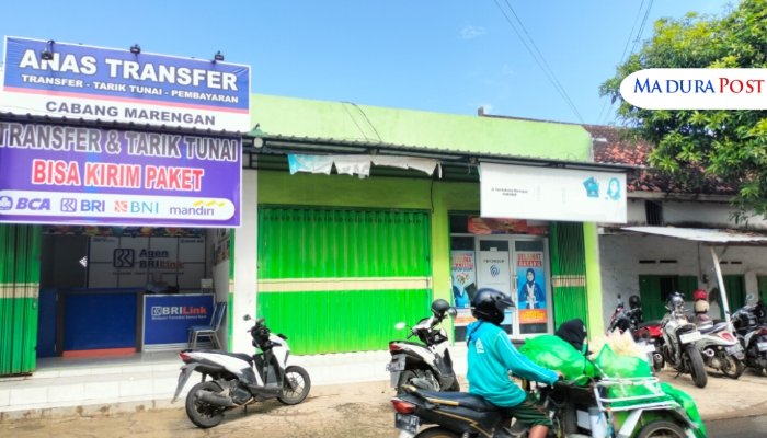 LOKASI. Tampak depan salah satu cabang Anas BRIlink di kawasan Marengan, Sumenep, yang melayani transfer, tarik tunai, dan pengiriman paket. (M.Hendra.E/MaduraPost)