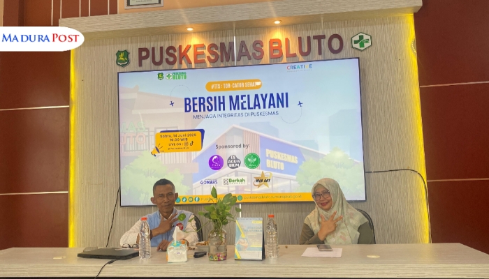 ACARA. Suasana diskusi podcast Tor Cator Sehat edisi Juni 2025 di Puskesmas Bluto, mengangkat tema 'Bersih Melayani, Menjaga Integritas di Puskesmas,' bersama narasumber dari Inspektorat Kabupaten Sumenep. (Istimewa for MaduraPost)
