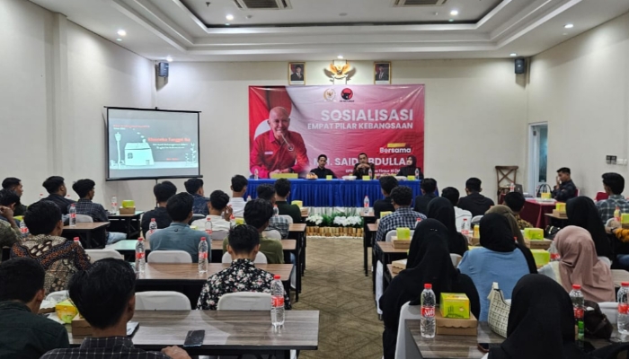 ACARA. Sosialisasi Empat Pilar Kebangsaan bersama anggota DPR RI, MH. Said Abdullah di Sumenep, diikuti pemuda dan mahasiswa dalam suasana dialogis dan reflektif. (Istimewa for MaduraPost)