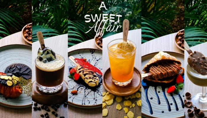 KOLASE. Deretan menu dessert dan minuman kolaborasi Artotel Dine x Magnum dalam kampanye A Sweet Affair, menghadirkan perpaduan rasa manis dan tampilan elegan. (Istimewa for MaduraPost)