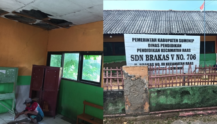 KOLASE. Potret kondisi ruang kelas dan lingkungan SDN Brakas V, Pulau Ra’as. (Istimewa for MaduraPost)
