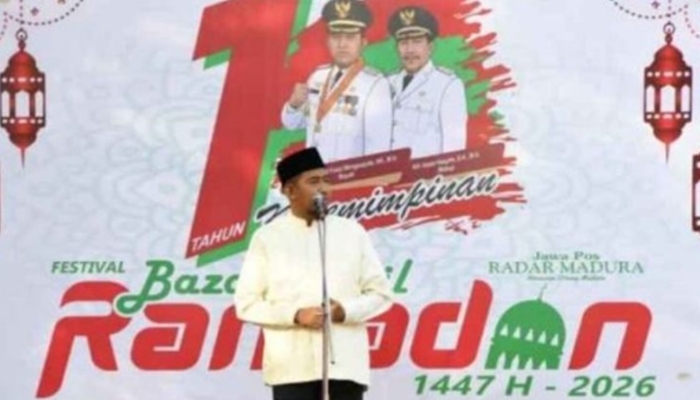 SAMBUTAN. Bupati Sumenep, Achmad Fauzi Wongsojudo, membuka secara langsung Festival Bazar Ramadan 1447 H/2026. (Istimewa for MaduraPost)